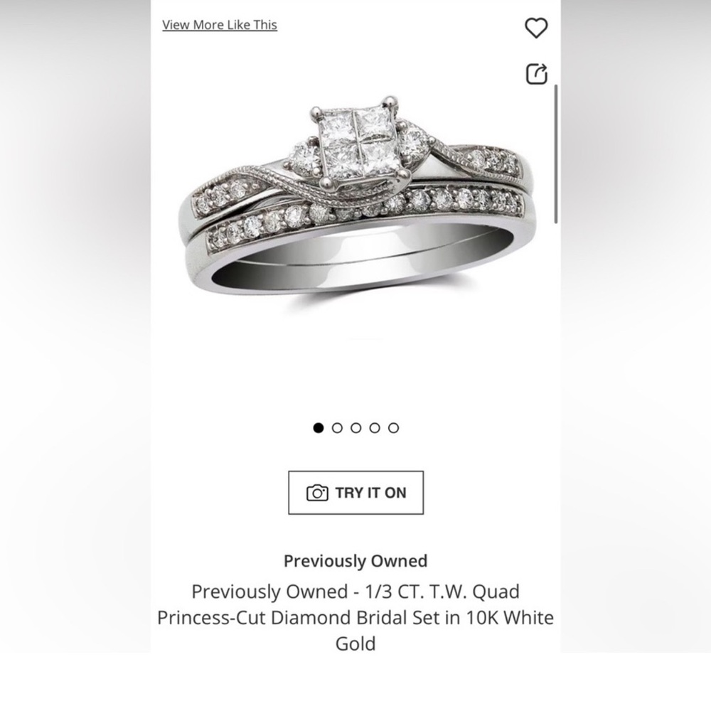 1/3 CT. T.W. Quad Princess-Cut Diamond Bridal Set in 10K White Gold size 7